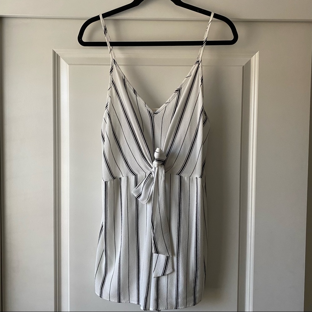 Millibon White with Black Strips Romper
